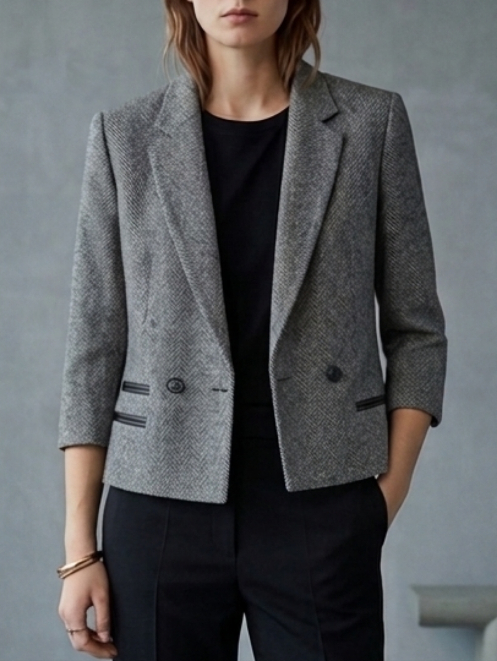 Maison Scotch Herringbone Wool Blazer